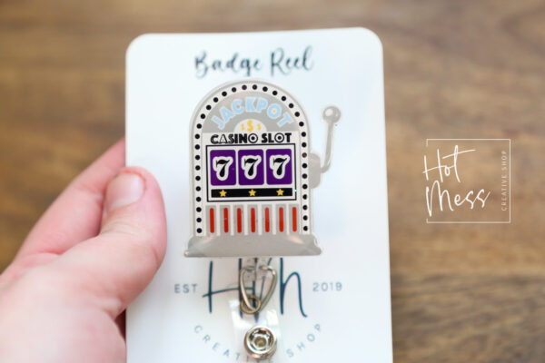 il_fullxfull.4724049925_me7f Slot Machine Badge Reel, Casino Badge Reel, Poker Chip, Interchangeable, ID Holder, las vegas