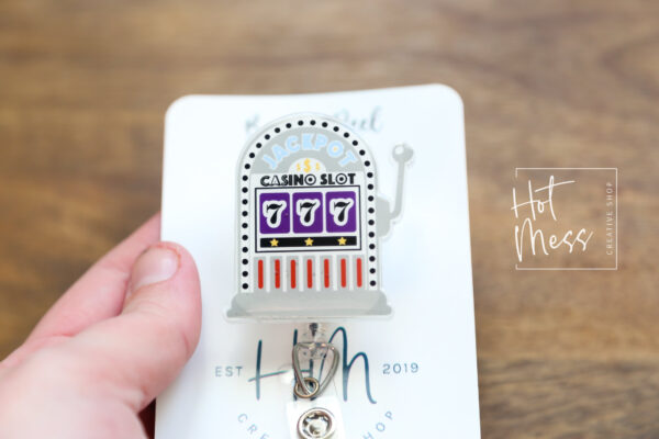 il_fullxfull.4724049939_c31e Slot Machine Badge Reel, Casino Badge Reel, Poker Chip, Interchangeable, ID Holder, las vegas