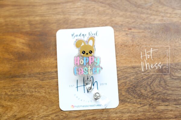 Easter badge reel, Hoppy Easer badge reel, Custom Badge Reel, Retractable ID Holder, Interchangeable, Glitter Badge Reel