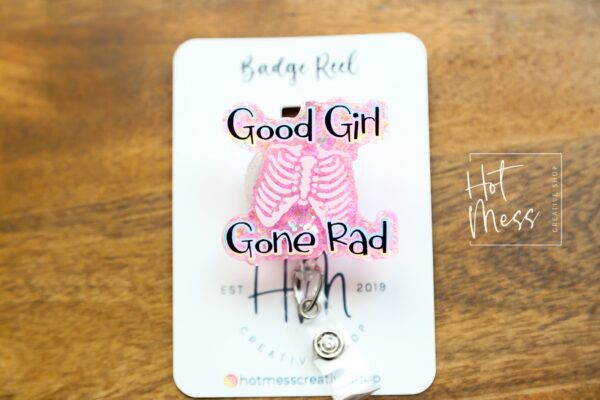 Good Girl Gone Rad Badge Reel, Glitter Badge Reel, Retractable ID Holder, Interchangeable Badge, Glitter Badge Reel, Custom ID Holder