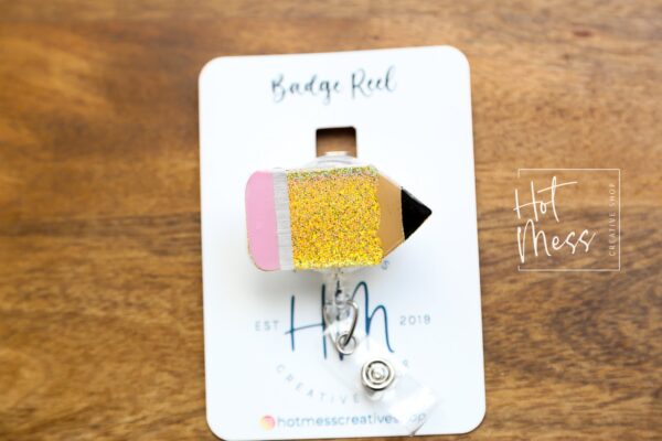 Pencil Teacher Lanyard, Teacher Badge Reel, ID Holder, Interchangeable Badge Reel, Pencil and paper, Teacher Gift