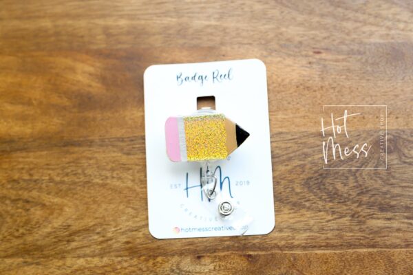 Pencil Teacher Lanyard, Teacher Badge Reel, ID Holder, Interchangeable Badge Reel, Pencil and paper, Teacher Gift