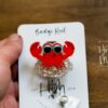Happy Crab Badge Reel, ID holder, Retractable Badge Reel, Teacher ID Holder, Nurse Badge Reel, Glitter Badge Reel, Interchangeable