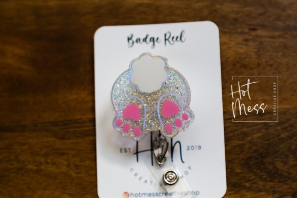 Easter badge reel, Bunny Butt badge reel, Custom Badge Reel, Retractable ID Holder, Interchangeable, Glitter Badge Reel