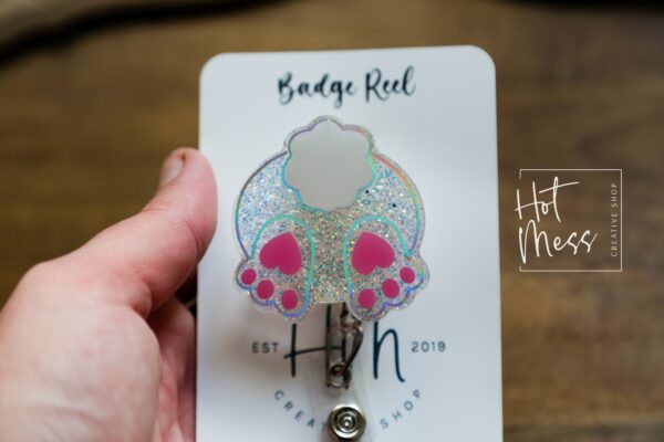 Easter badge reel, Bunny Butt badge reel, Custom Badge Reel, Retractable ID Holder, Interchangeable, Glitter Badge Reel