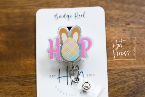Easter badge reel, Hop badge reel, Custom Badge Reel, Retractable ID Holder, Interchangeable, Glitter Badge Reel