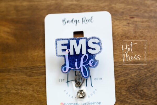 EMS Life Badge Reel, Glitter Badge Reel, Retractable Badge Reel, Interchangeable Badge Reel, paramedic badge reel