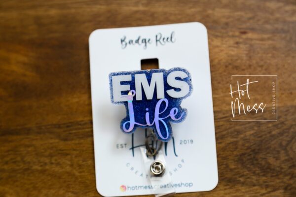 EMS Life Badge Reel, Glitter Badge Reel, Retractable Badge Reel, Interchangeable Badge Reel, paramedic badge reel