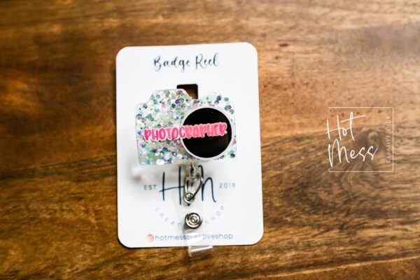 Photographer Badge Reel, Camera ID Holder,  Retractable id Holder, Interchangeable Badge, NILMDTS ID