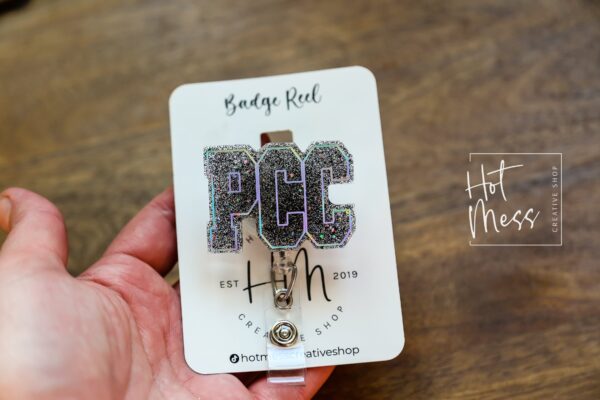 PCC Badge Reel, Patient Centered Care Badge Reel, Retractable Badge Reel, Interchangeable Badge Reel, Nurse Gift, Glitter Badge Reel