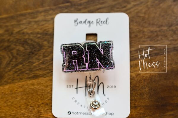 RN Badge Holder, Funny Badge Reel, RN ID Holder, Retractable Acrylic Badge Reel, Nurse Gift, Night Shift, Registered Nurse