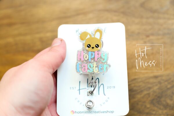 Easter badge reel, Hoppy Easer badge reel, Custom Badge Reel, Retractable ID Holder, Interchangeable, Glitter Badge Reel