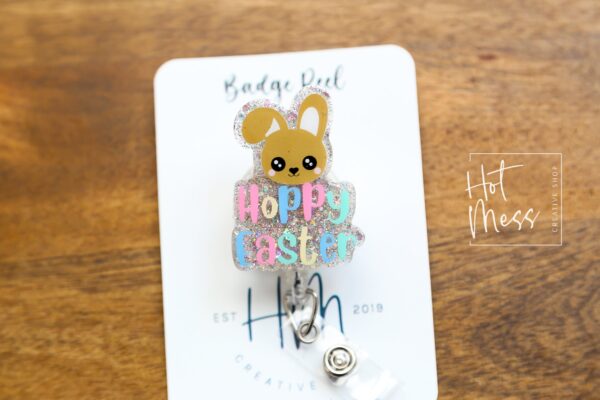 Easter badge reel, Hoppy Easer badge reel, Custom Badge Reel, Retractable ID Holder, Interchangeable, Glitter Badge Reel