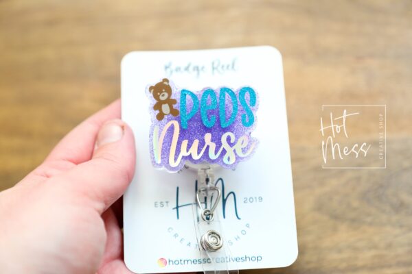 il_fullxfull.4773928901_72jw Peds Nurse Badge Reel, Nurse Badge Reel, RN ID Holder, Retractable Acrylic Badge Reel, pediatric badge reel, glitter badge Reel