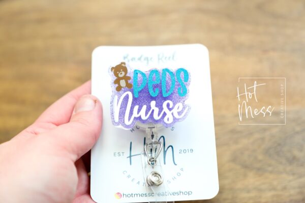 il_fullxfull.4773928903_lkkb Peds Nurse Badge Reel, Nurse Badge Reel, RN ID Holder, Retractable Acrylic Badge Reel, pediatric badge reel, glitter badge Reel