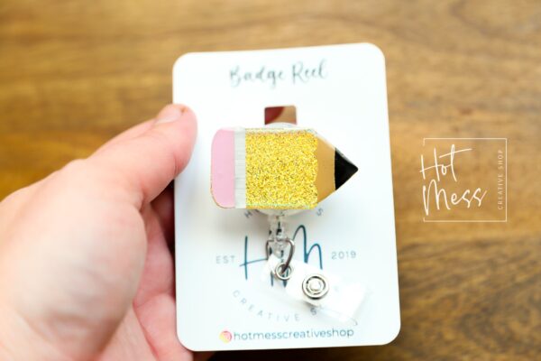 Pencil Teacher Lanyard, Teacher Badge Reel, ID Holder, Interchangeable Badge Reel, Pencil and paper, Teacher Gift