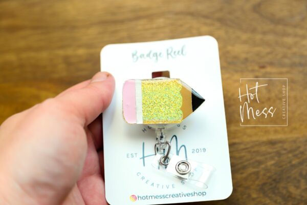 Pencil Teacher Lanyard, Teacher Badge Reel, ID Holder, Interchangeable Badge Reel, Pencil and paper, Teacher Gift