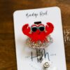 Happy Crab Badge Reel, ID holder, Retractable Badge Reel, Teacher ID Holder, Nurse Badge Reel, Glitter Badge Reel, Interchangeable