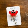 Happy Crab Badge Reel, ID holder, Retractable Badge Reel, Teacher ID Holder, Nurse Badge Reel, Glitter Badge Reel, Interchangeable