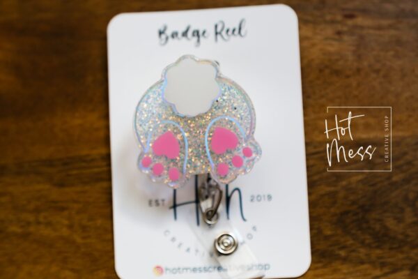 Easter badge reel, Bunny Butt badge reel, Custom Badge Reel, Retractable ID Holder, Interchangeable, Glitter Badge Reel