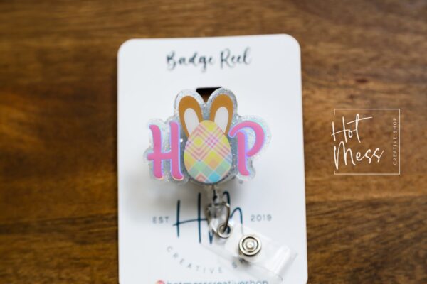 Easter badge reel, Hop badge reel, Custom Badge Reel, Retractable ID Holder, Interchangeable, Glitter Badge Reel