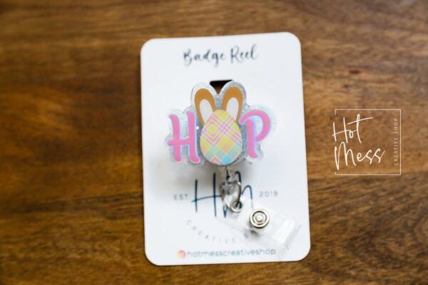 Easter badge reel, Hop badge reel, Custom Badge Reel, Retractable ID Holder, Interchangeable, Glitter Badge Reel