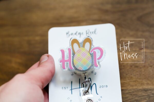 Easter badge reel, Hop badge reel, Custom Badge Reel, Retractable ID Holder, Interchangeable, Glitter Badge Reel