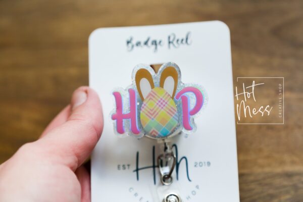 Easter badge reel, Hop badge reel, Custom Badge Reel, Retractable ID Holder, Interchangeable, Glitter Badge Reel