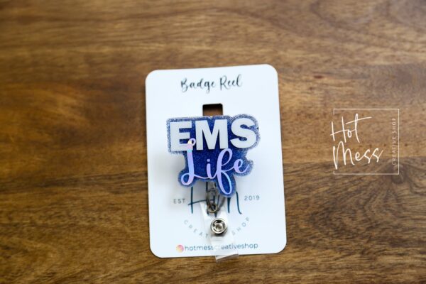 EMS Life Badge Reel, Glitter Badge Reel, Retractable Badge Reel, Interchangeable Badge Reel, paramedic badge reel