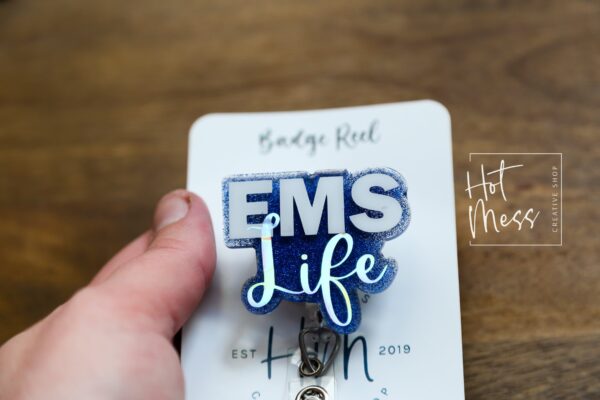 EMS Life Badge Reel, Glitter Badge Reel, Retractable Badge Reel, Interchangeable Badge Reel, paramedic badge reel