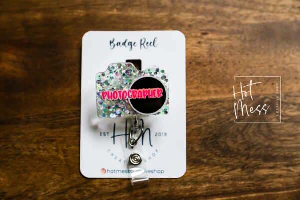 Photographer Badge Reel, Camera ID Holder,  Retractable id Holder, Interchangeable Badge, NILMDTS ID