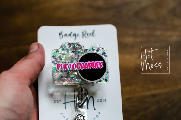 Photographer Badge Reel, Camera ID Holder,  Retractable id Holder, Interchangeable Badge, NILMDTS ID