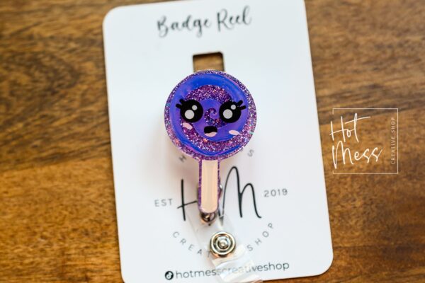 Lolly Pop ID Holder,  Funny Badge Reel, Interchangeable Retractable Badge Reel, nurse and teacher badge reel