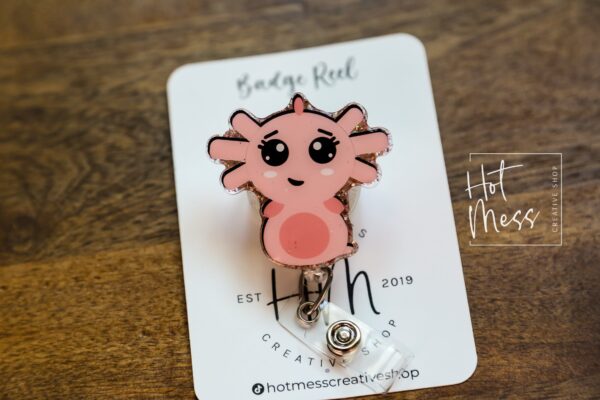 il_fullxfull.4802963123_52zd Axolotl Badge Reel, Retractable Badge Reel, Interchangeable Badge Reel, Cute badge Reel, Teacher ID Holder, animal badge reel