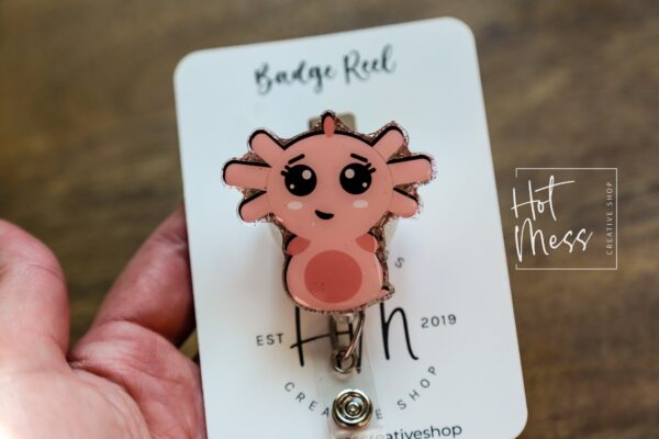 il_fullxfull.4802963125_6grq Axolotl Badge Reel, Retractable Badge Reel, Interchangeable Badge Reel, Cute badge Reel, Teacher ID Holder, animal badge reel