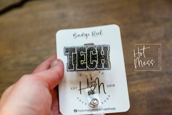 il_fullxfull.4805313429_g3tj Tech Badge Reel, medical technologist ID Holder, Glitter Badge Reel, Retractable ID Holder, Interchangeable Badge