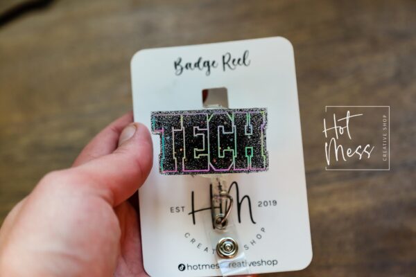 il_fullxfull.4805313435_ktjj Tech Badge Reel, medical technologist ID Holder, Glitter Badge Reel, Retractable ID Holder, Interchangeable Badge