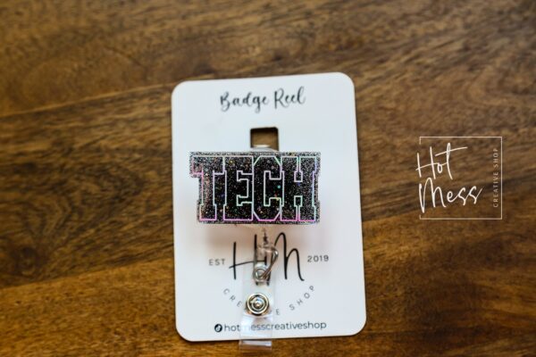 il_fullxfull.4805313441_hype Tech Badge Reel, medical technologist ID Holder, Glitter Badge Reel, Retractable ID Holder, Interchangeable Badge