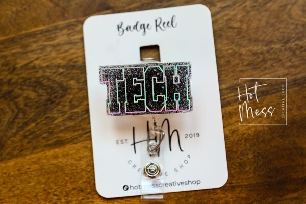 il_fullxfull.4805313445_jodz Tech Badge Reel, medical technologist ID Holder, Glitter Badge Reel, Retractable ID Holder, Interchangeable Badge