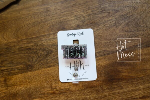 il_fullxfull.4805313457_peyx Tech Badge Reel, medical technologist ID Holder, Glitter Badge Reel, Retractable ID Holder, Interchangeable Badge