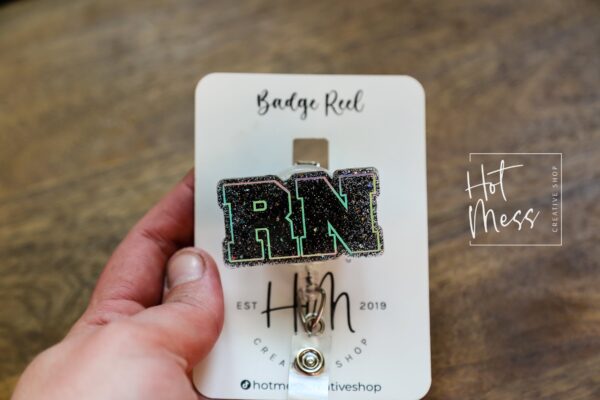 RN Badge Holder, Funny Badge Reel, RN ID Holder, Retractable Acrylic Badge Reel, Nurse Gift, Night Shift, Registered Nurse