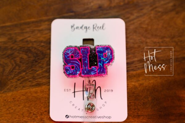 SLP Badge Reel, Speech Language Pathologist, Badge Holder, Speech Therapist Badge Reel, OT badge Reel, glitter badge reel, Interchangeable