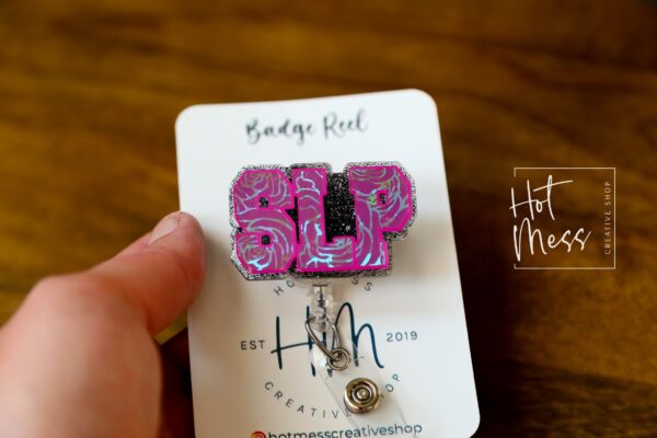 SLP Badge Reel, Speech Language Pathologist, Badge Holder, Speech Therapist Badge Reel, OT badge Reel, glitter badge reel, Interchangeable