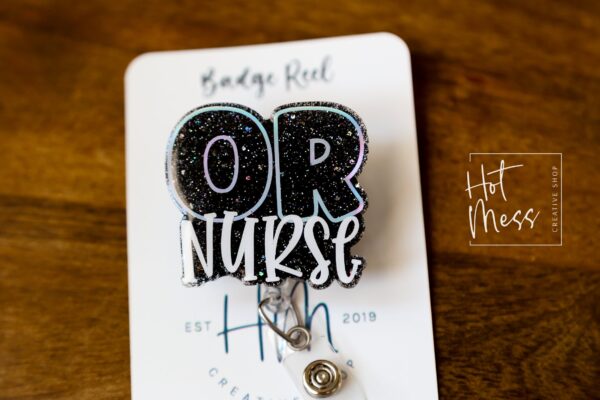 OR Nurse Badge Reel, Nurse Badge Reel, Retractable ID Holder, Interchangeable, Glitter Badge Reel