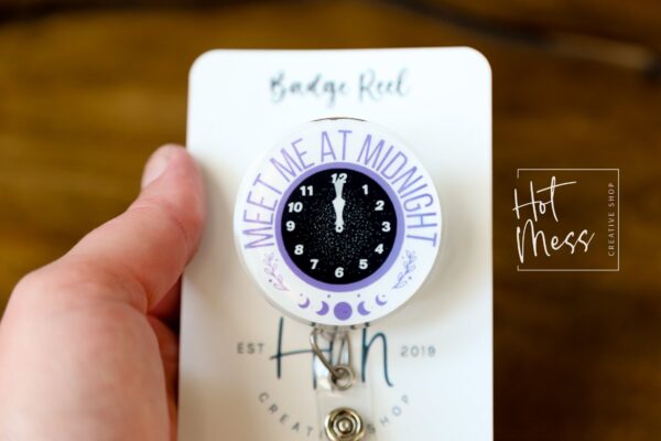 Midnight Badge Reel, Retractable Badge Reel, Interchangeable Badge Reel, Funny Badge Reel, Dark Humor