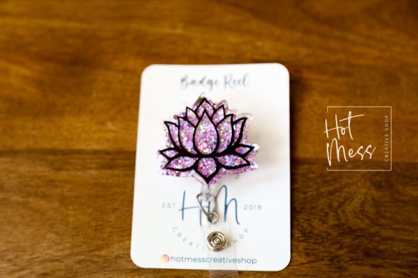 Lotus flower Badge Reel, Retractable Badge Reel, Interchangeable Badge Reel