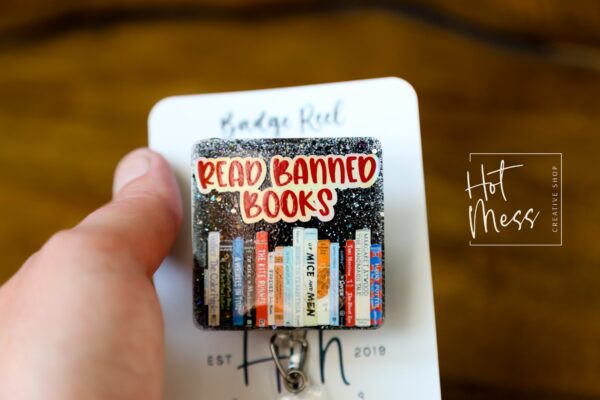Read Banned Books Badge Reel, Librarian Badge Reel, Retractable Badge Reel, Interchangeable Badge Reel, Book Lovers Pin