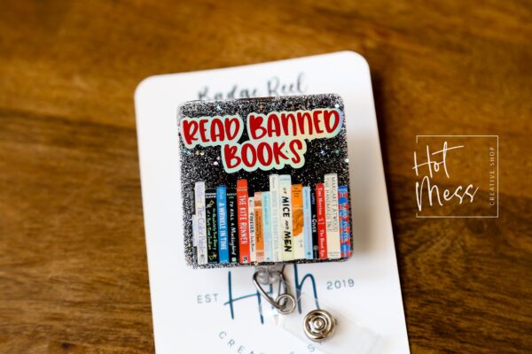 Read Banned Books Badge Reel, Librarian Badge Reel, Retractable Badge Reel, Interchangeable Badge Reel, Book Lovers Pin