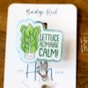 Lettuce Romaine Calm Badge Reel, Cute Glitter Badge Reel, Retractable Badge Reel, Interchangeable Badge Reel