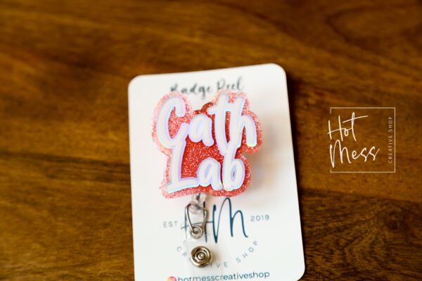 Cath Lab Badge Reel, Lab Tech Gift, cardiology, science badge reel, Retractable Badge Reel, Interchangeable Badge Holder